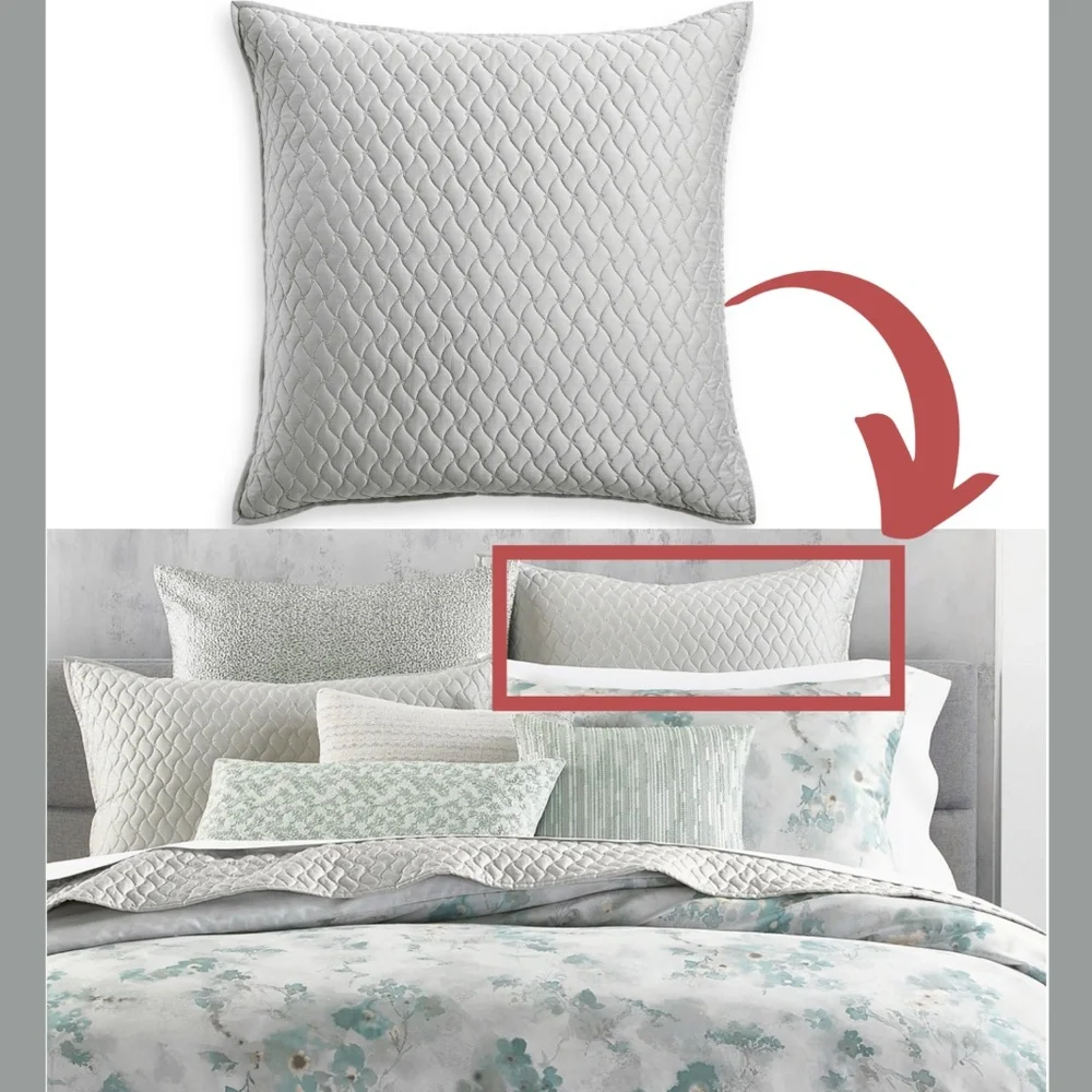 NEW‎ Hotel Collection Meadow Quilted (1) Euro European Sham Pillow Case